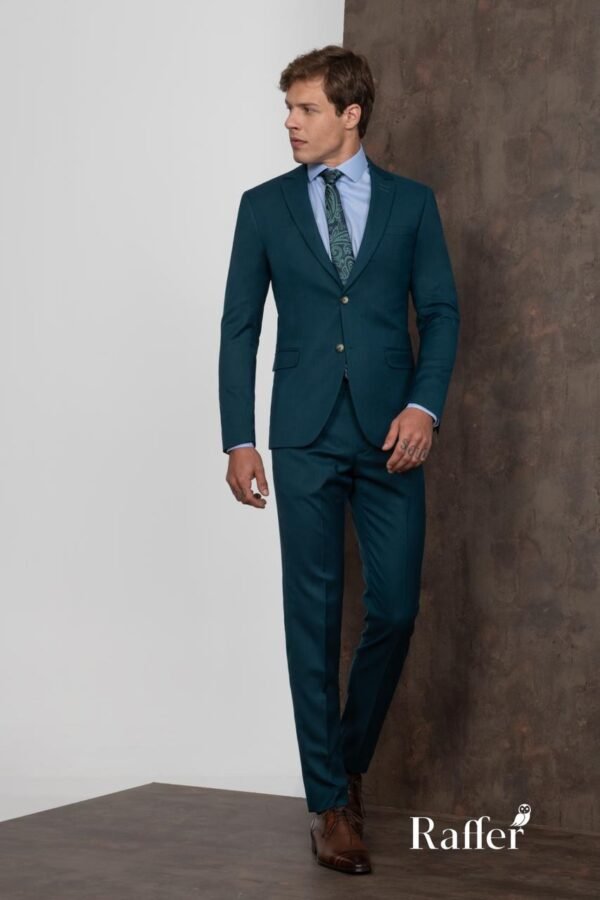 Terno Raffer Slim Fit Verde Petróleo Escuro