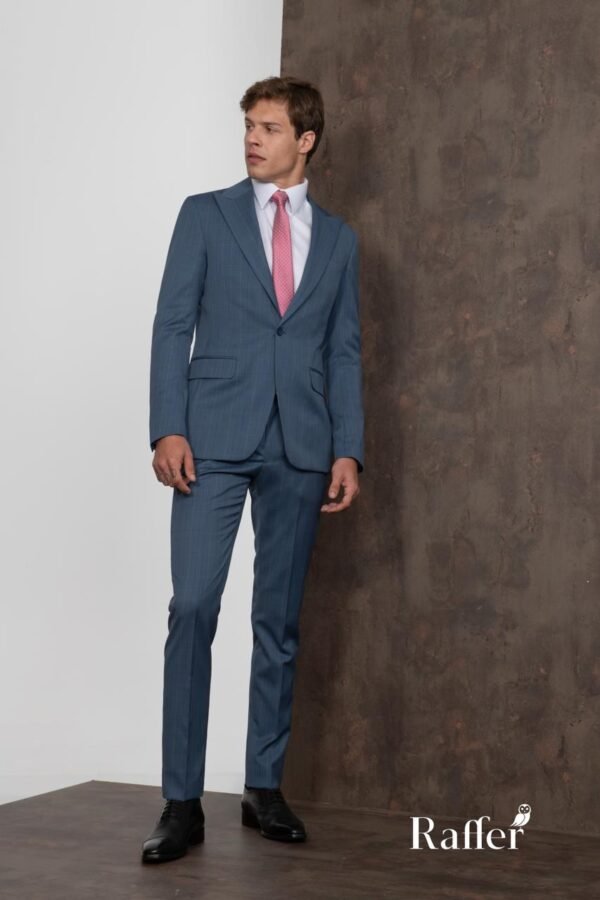 Terno Raffer Slim Fit Azul Médio Xadrez