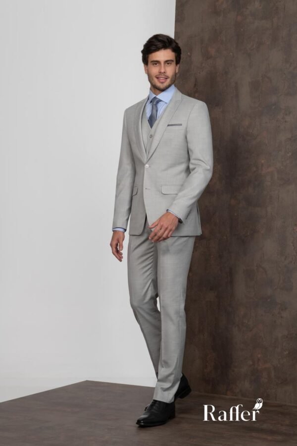 Terno Raffer Slim Fit Cinza Claro (3 Peças)