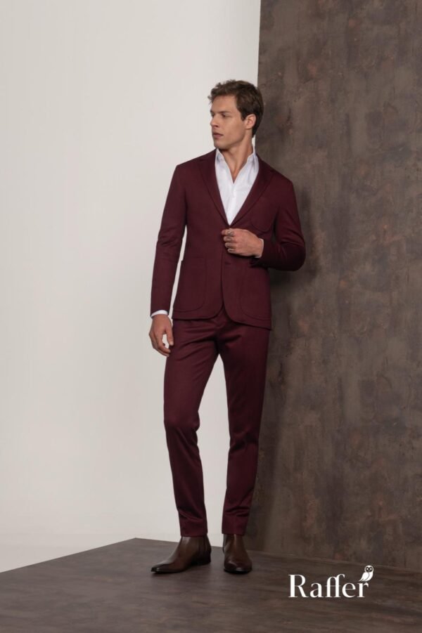 Terno Raffer Slim Fit Bordô