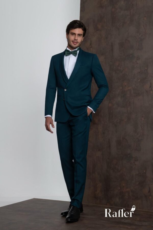 Terno Raffer Slim Fit Verde Petróleo